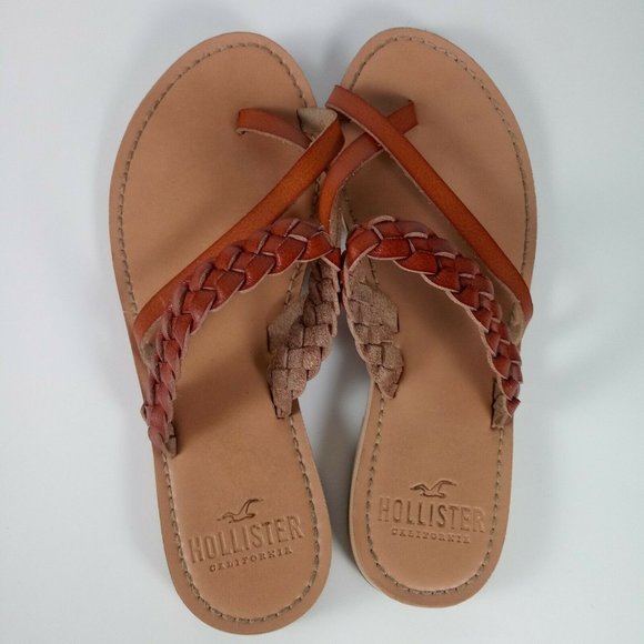 📢2/$20 Hollister Braided Strap Sandals Sz 6 Brown - Picture 4 of 15